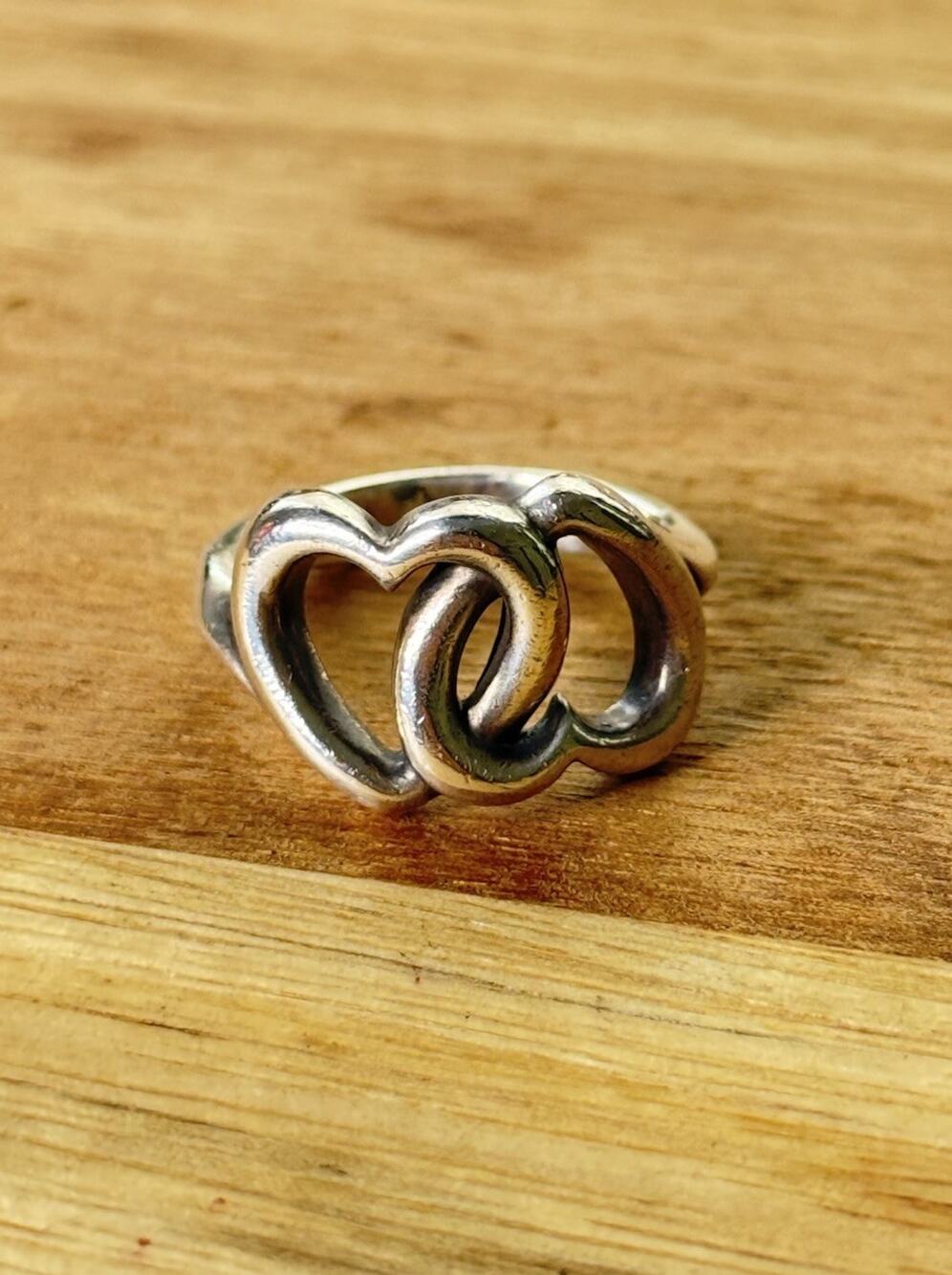 James Avery Retired Sterling Silver Two Hearts Together Ring Size 5.5